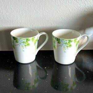 Tiffany & Co. Leaves Mugs SET OF 2 Floral Leaf Indonesia EUC